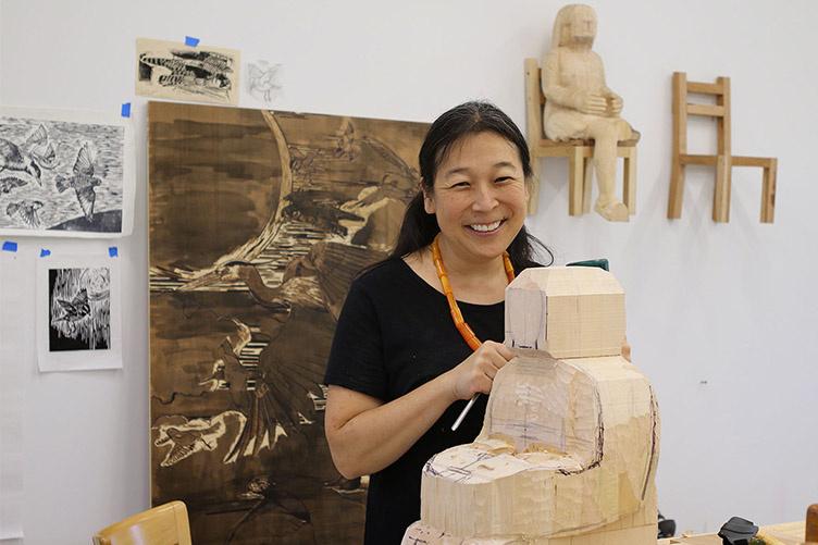 Sachiko Akiyama in her studio